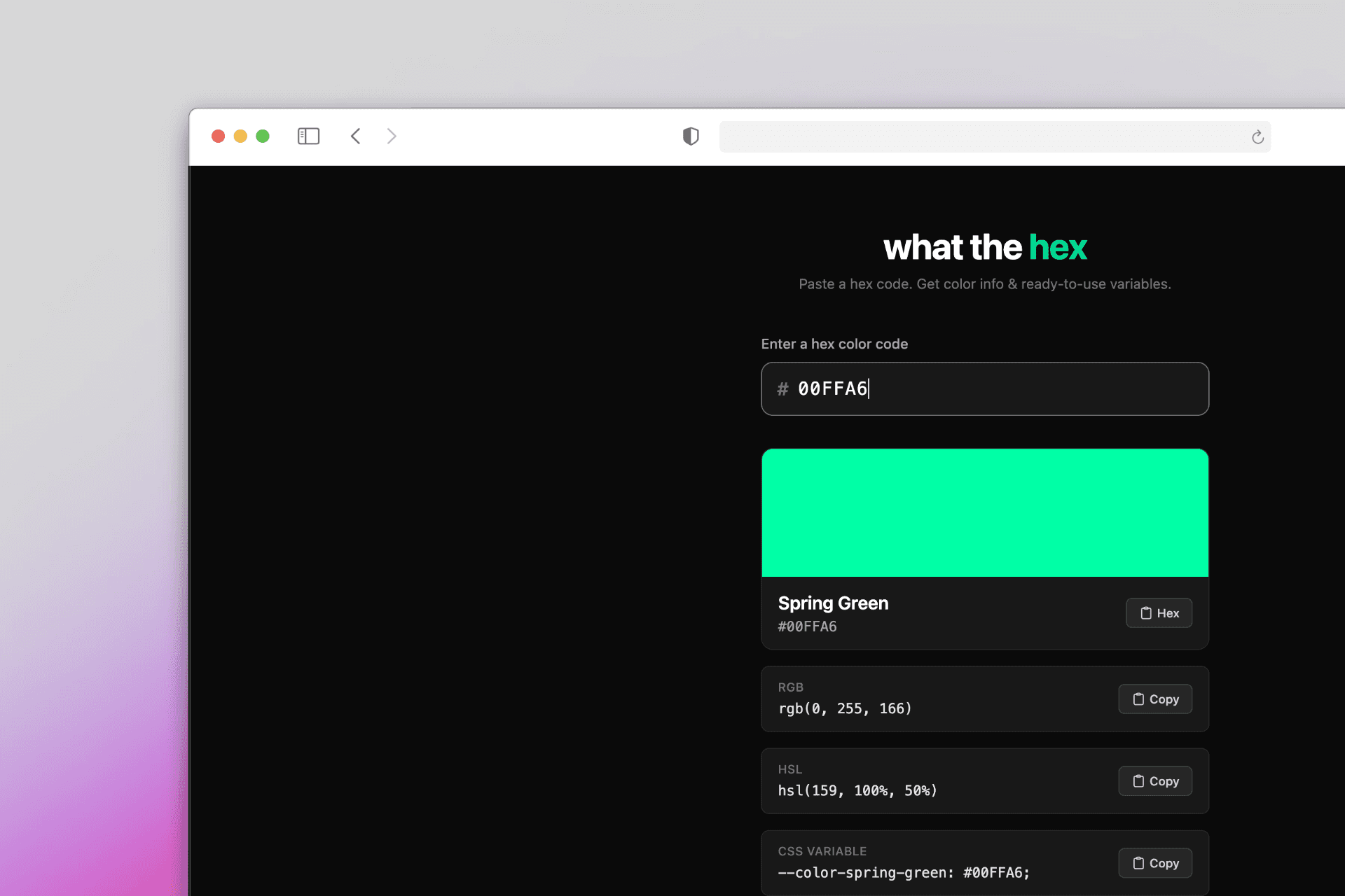 What the hex color lookup tool